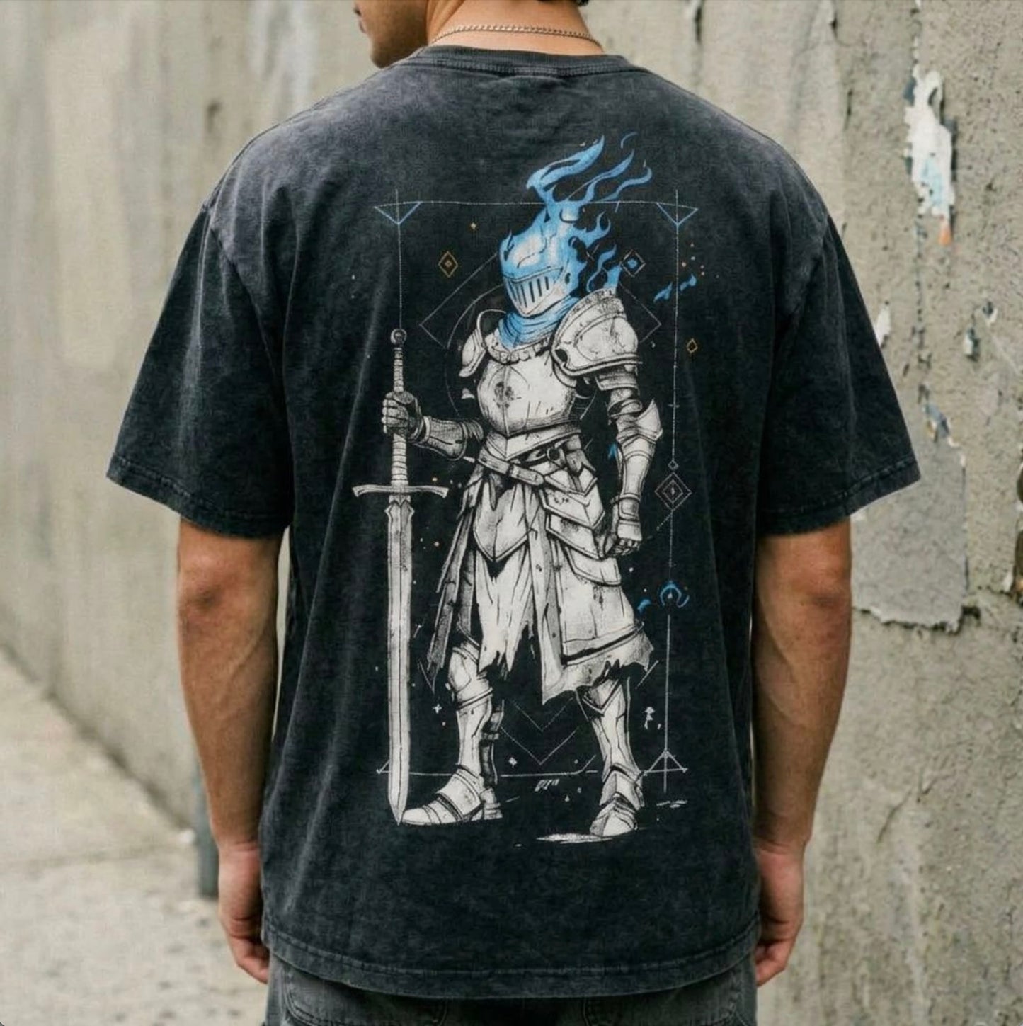 BLUE FLAME PALADIN VINTAGE OVERSIZE TEE