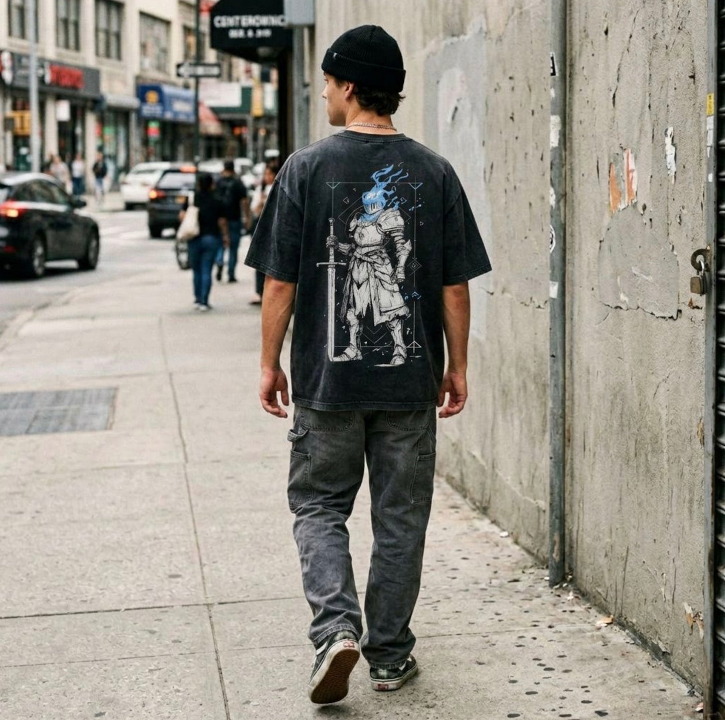 BLUE FLAME PALADIN VINTAGE OVERSIZE TEE