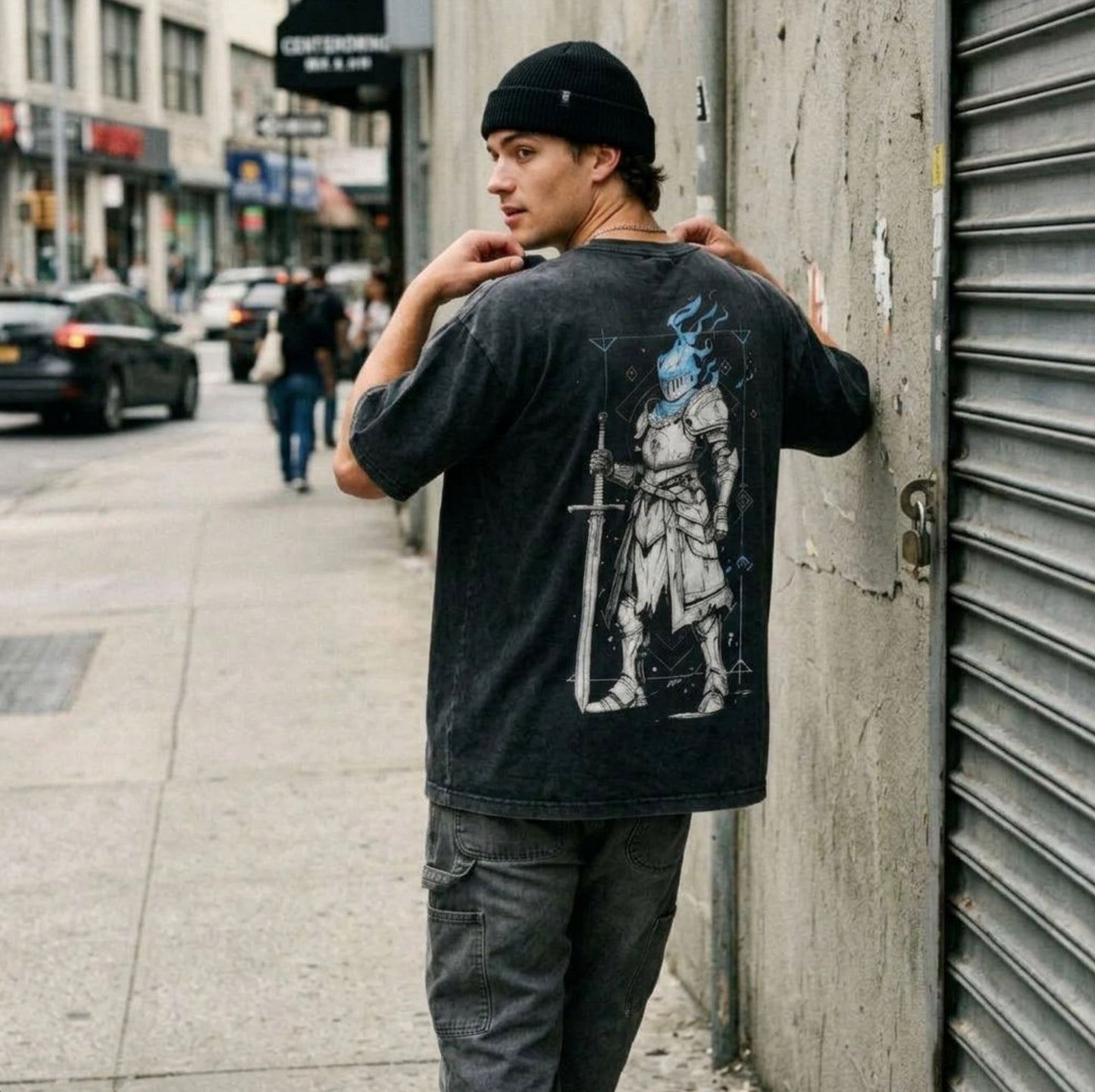 BLUE FLAME PALADIN VINTAGE OVERSIZE TEE