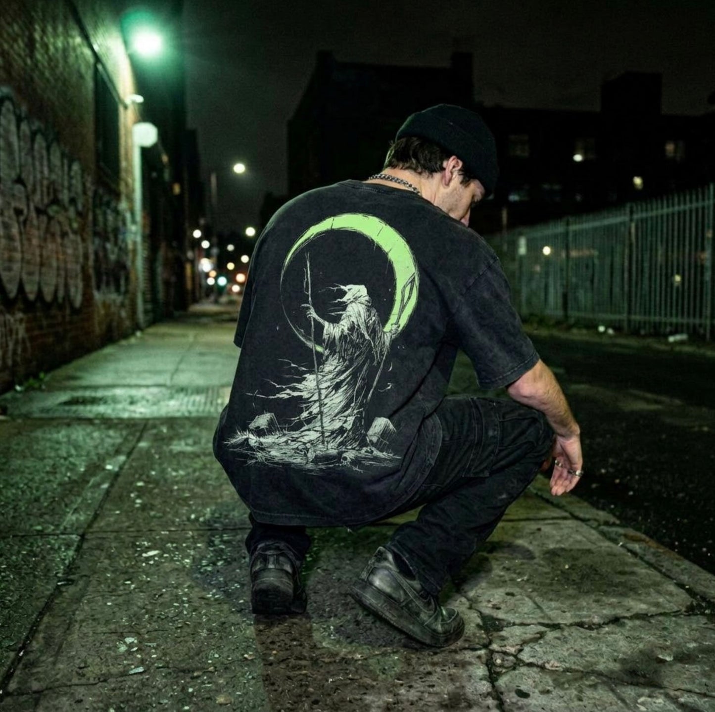 GREEN MOON REAPER VINTAGE OVERSIZE TEE