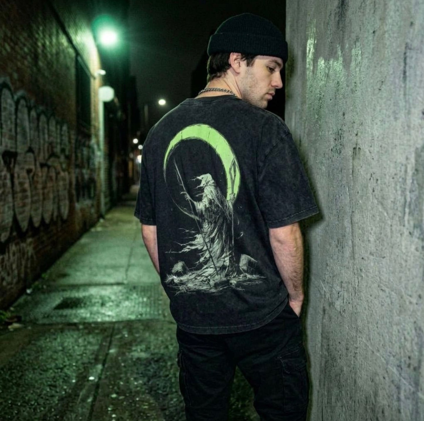 GREEN MOON REAPER VINTAGE OVERSIZE TEE