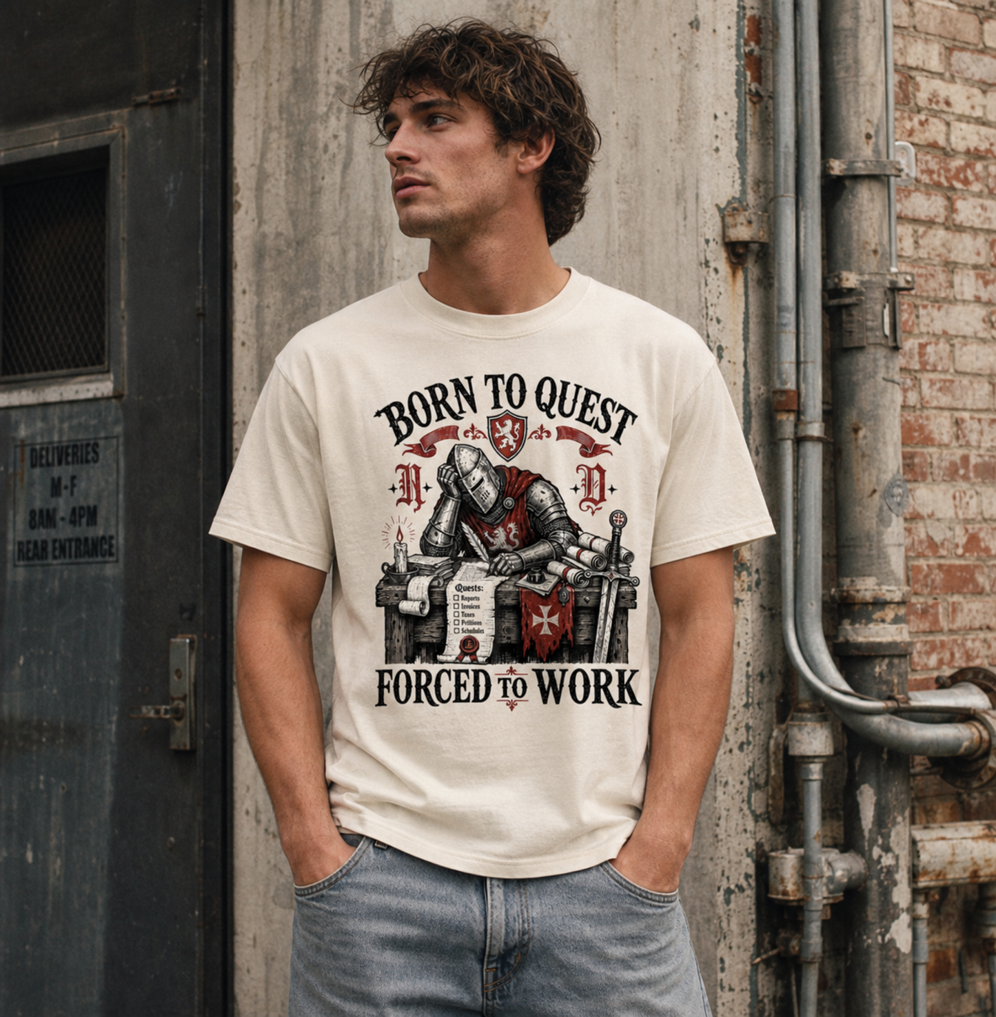 Born to Quest, Forced to Work Classic Graphic Tee