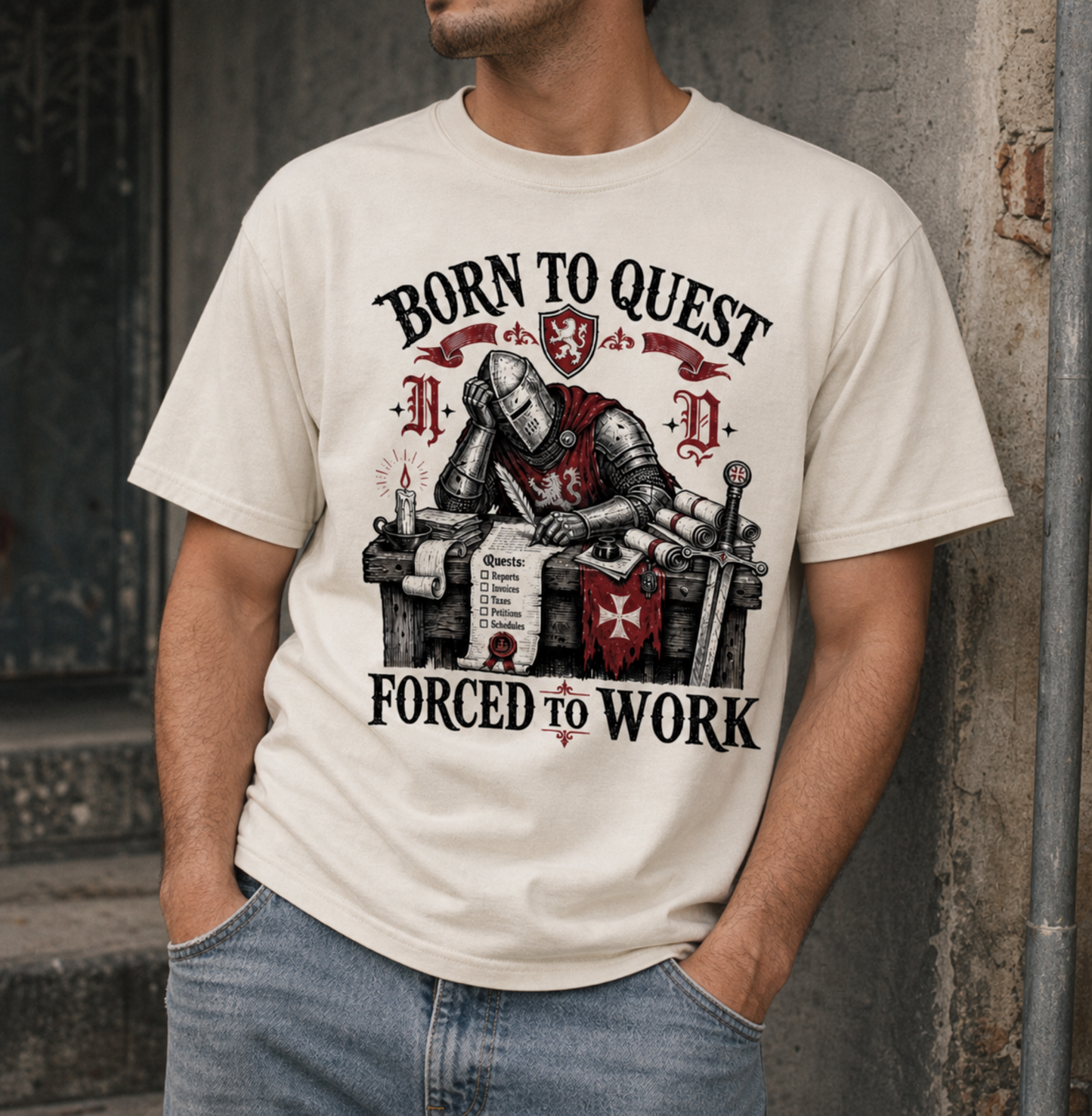 Born to Quest, Forced to Work Classic Graphic Tee