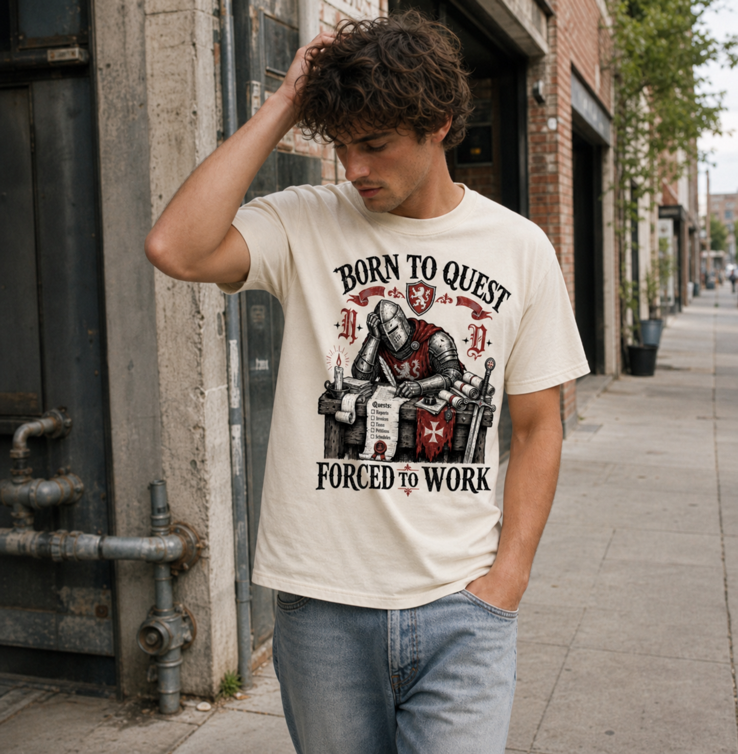 Born to Quest, Forced to Work Classic Graphic Tee