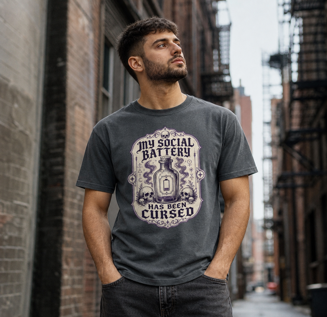 Cursed Social Battery Classic Graphic Tee