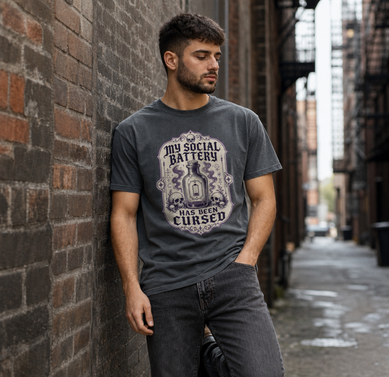 Cursed Social Battery Classic Graphic Tee